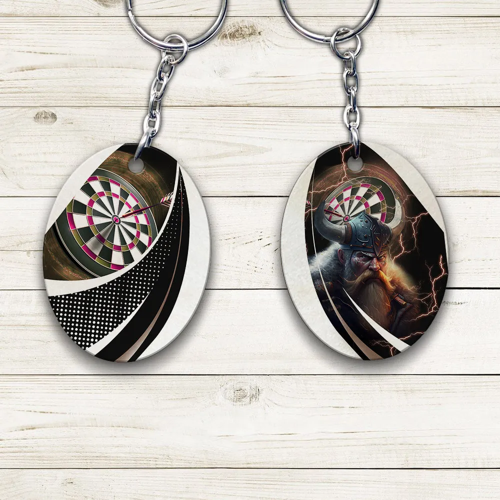 Bullseye Dartboard Brown Keychain Viking And Darts For Dart Team Player
