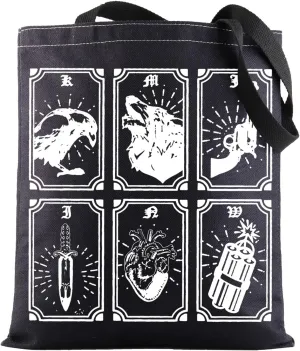BWWKTOP Bookworm Crow Tote Bag Book Lovers Gift Crows Shoulder Bag Reusable Bag For Bookish Book Nerds