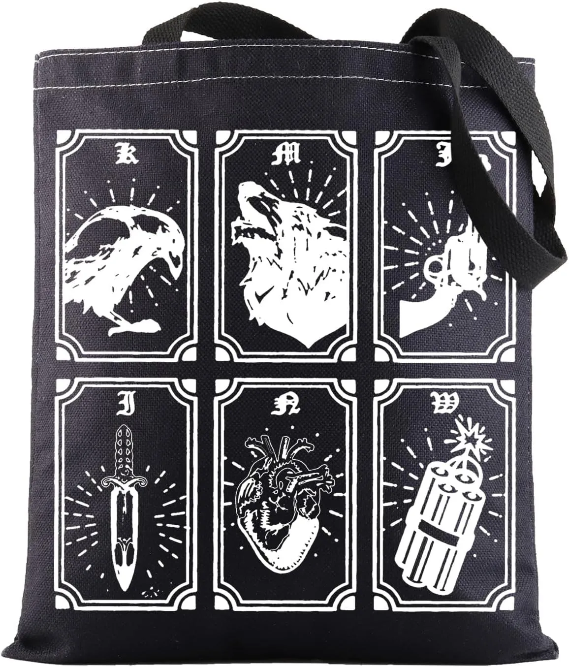 BWWKTOP Bookworm Crow Tote Bag Book Lovers Gift Crows Shoulder Bag Reusable Bag For Bookish Book Nerds