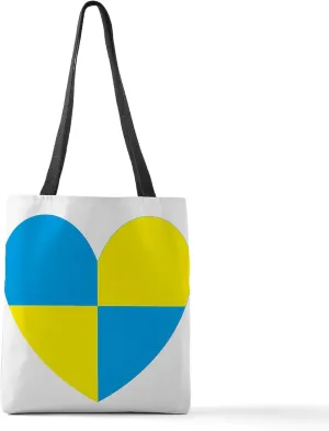 CafePress I Stand With Ukraine Heart Polyester Tote Bag 16"x16"