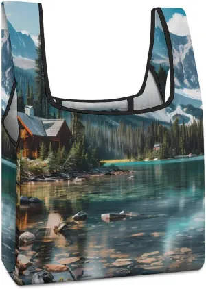 Canada Ohara Lake Yoho National Park Shopping Bag Reusable Grocery Tote Bag Foldable Handbag with Handle for Travel Picnic