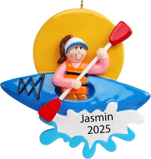 Canoe Ornament Personalized Kayaking Christmas Ornaments 2024 Custom Boating Ornaments, Rafting Ornament,Paddle Ornament, Canoeing Ornament, Water Sports Ornament, River Ornament, Lake Ornament - Girl