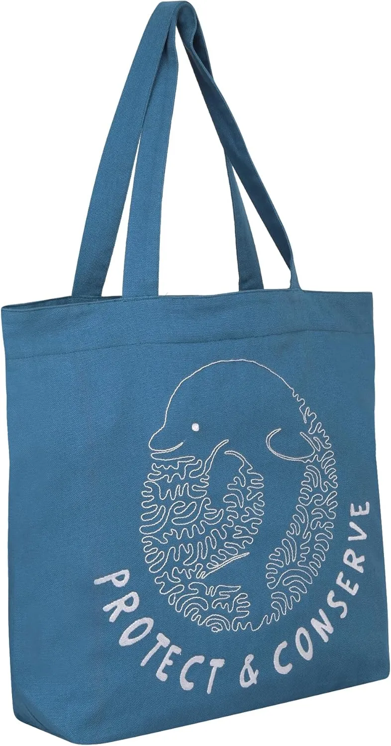 Canvas Big Zip Printed Handbag Tote, Cotton, Inner Pocket, Ecofriendly Bags for Women, Shopping Bag, Easy to Wash