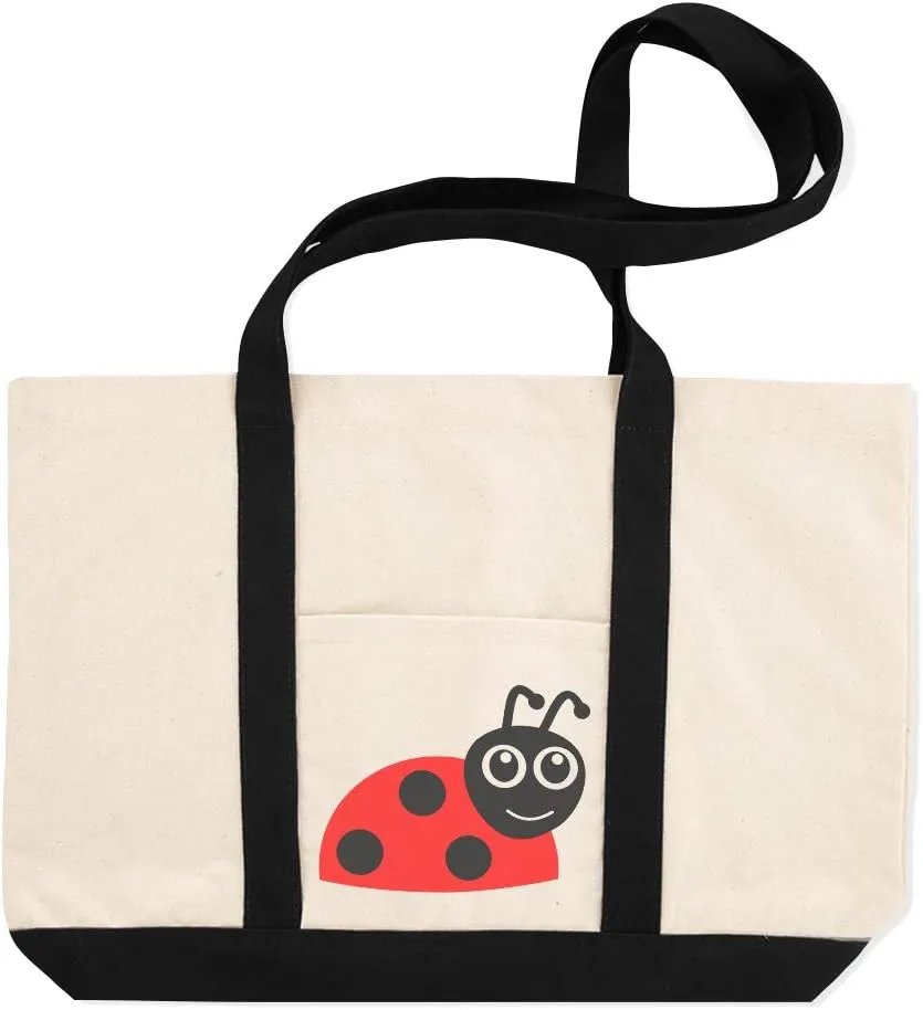 Canvas Shopping Tote Bag Lady Bug Coccinelle Funny Image Beach Bags for Women
