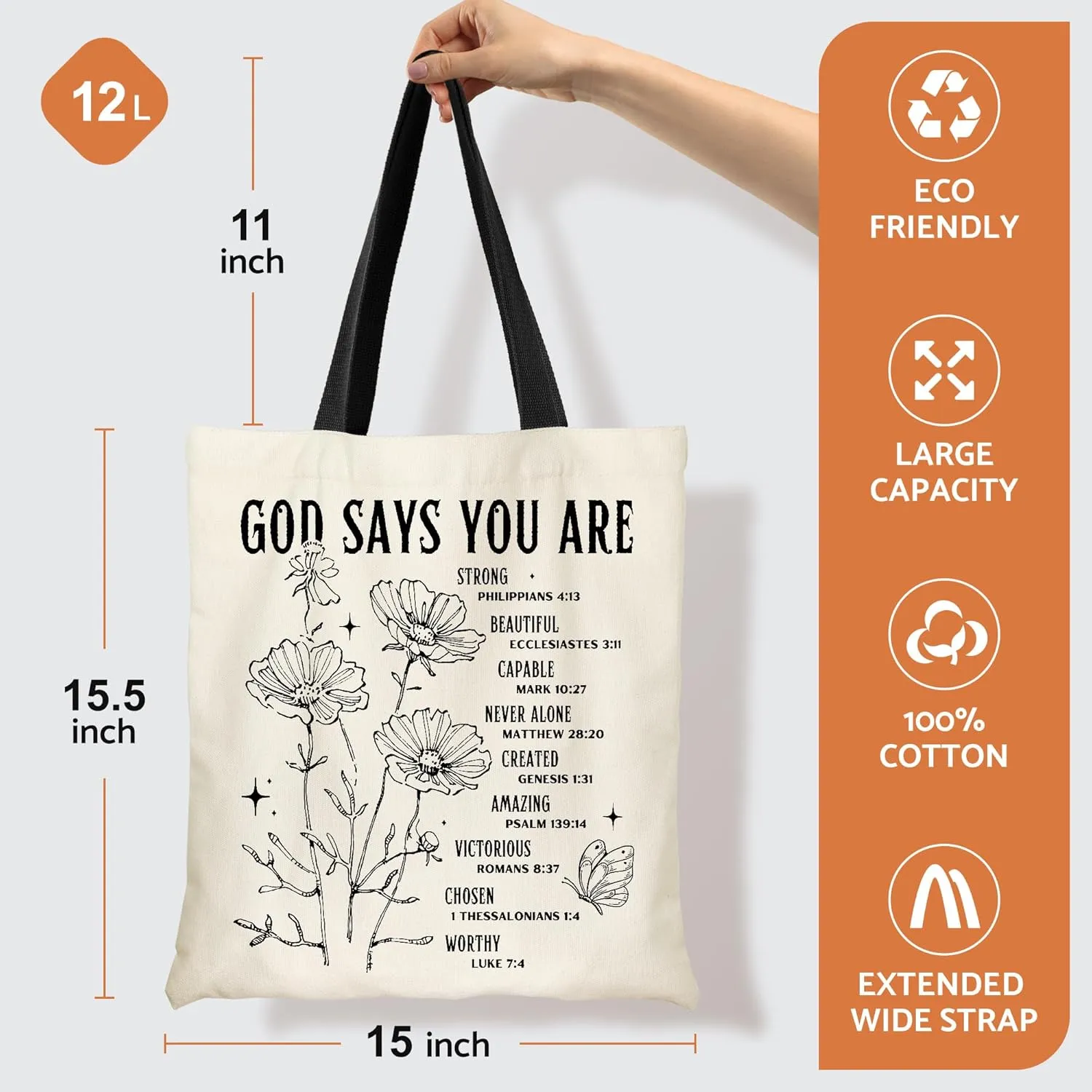 Canvas Tote Bag Aesthetic for Women, Cute Tote Bag with Zipper Pocket, Heavy Duty Reusable Shopping Bags for Grocery