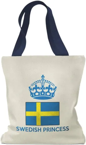 Canvas Tote Bag for Women Swedish Princess Crown Sweden Country Flag Beach Bags for Women
