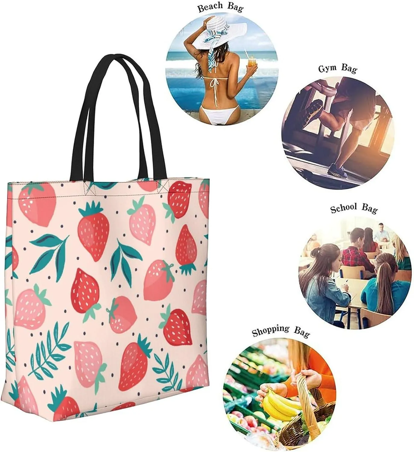 Canvas Tote Bag Large Casual Shoulder Bag for Women Handbag Reusable Beach Shopping Gym Picnic Travel Grocery Bag