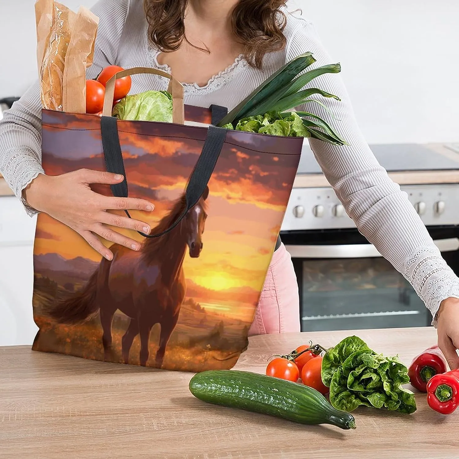 Canvas Tote Bag - Large Women's Casual Shoulder Handbag - Reusable Beach & Shopping Grocery Bag for Outdoors