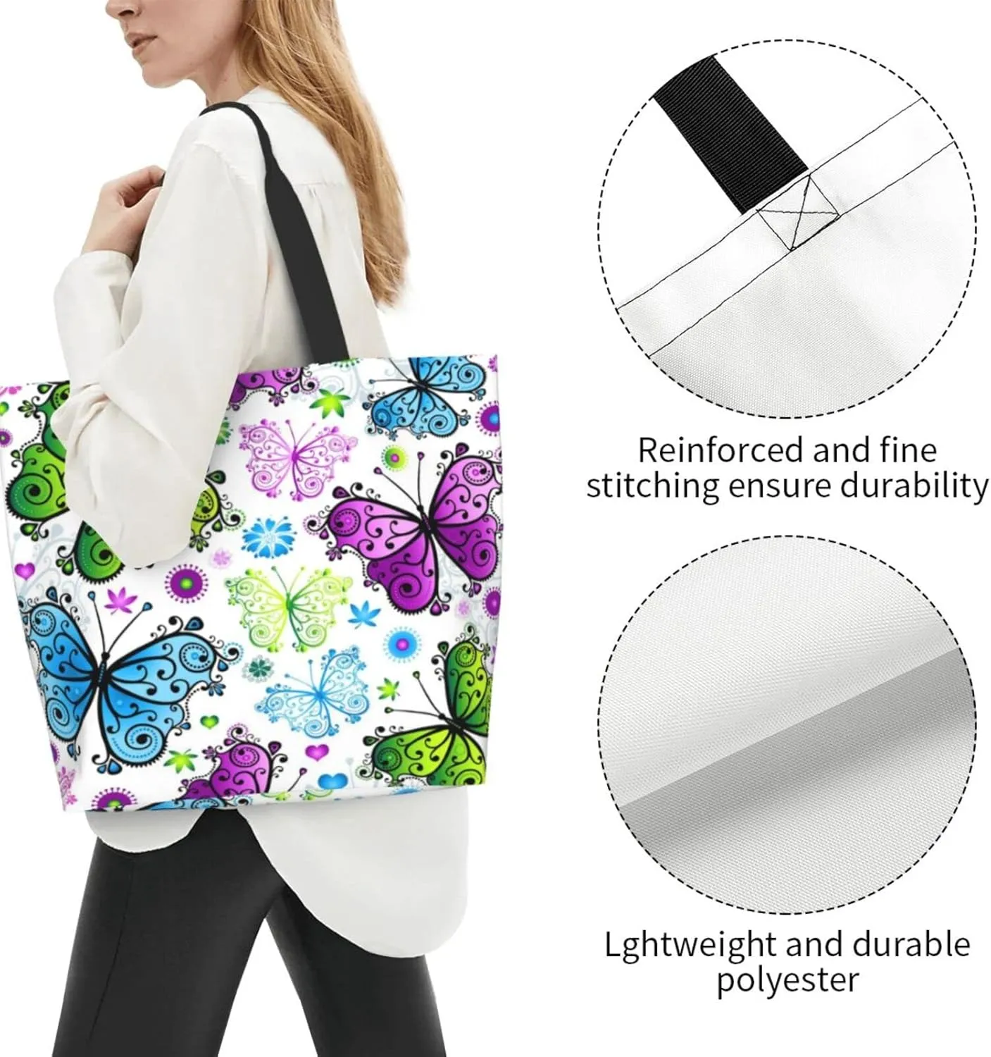 Canvas Tote Bags - Reusable Grocery & Shopping Bags for Women, Kitchen, Beach & Outdoor