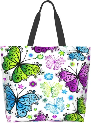 Canvas Tote Bags - Reusable Grocery & Shopping Bags for Women, Kitchen, Beach & Outdoor