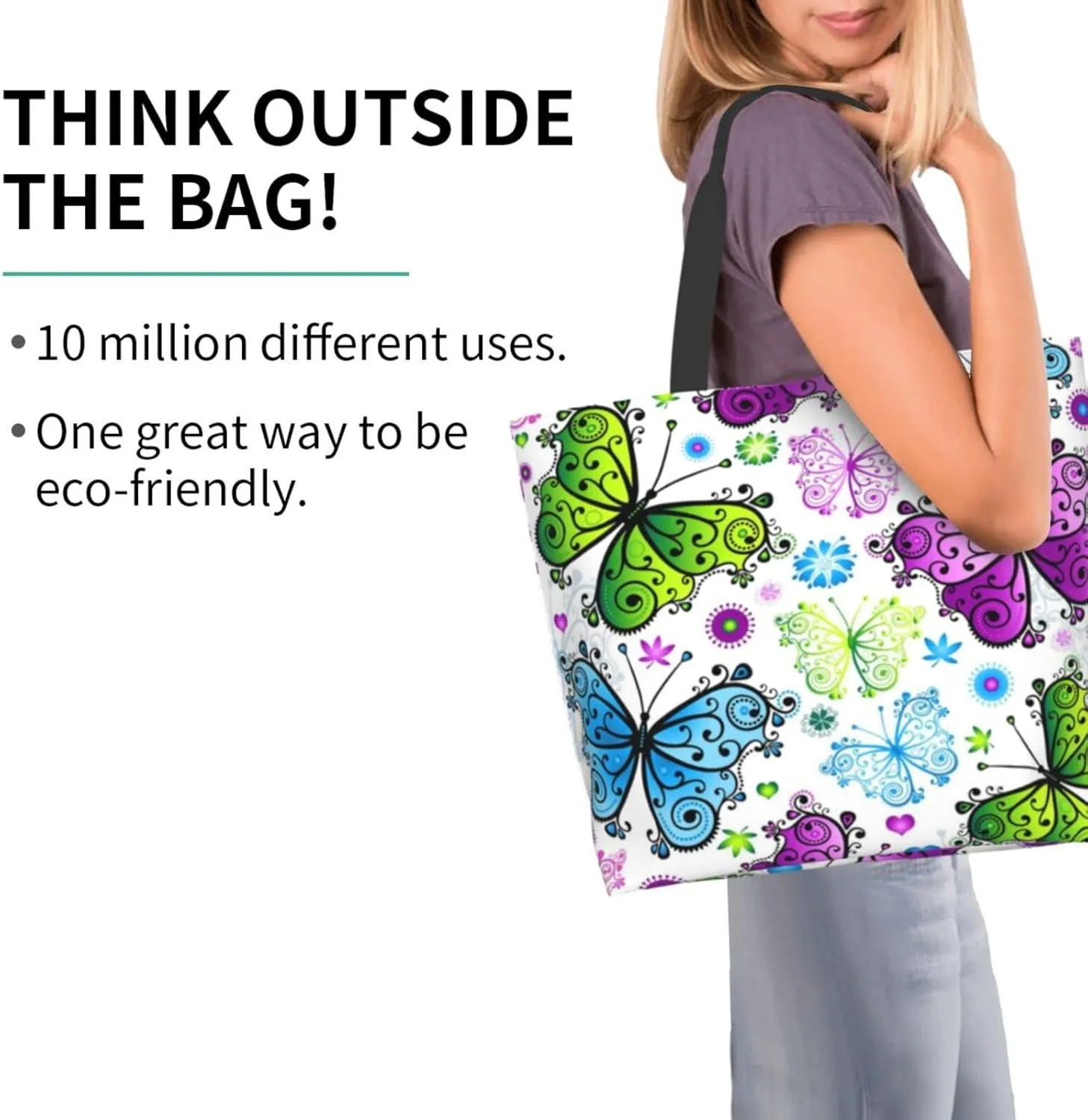 Canvas Tote Bags - Reusable Grocery & Shopping Bags for Women, Kitchen, Beach & Outdoor
