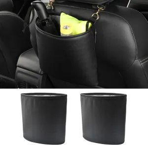 Car Trash Can, Waterproof Leather Automotive Garbage Bin, Hanging Portable Vehicle Trash Bag for Outdoor Traveling & Home Use, Multipurpose Interior Storage Accessories for Sedan, SUV, Truck (2PCS)