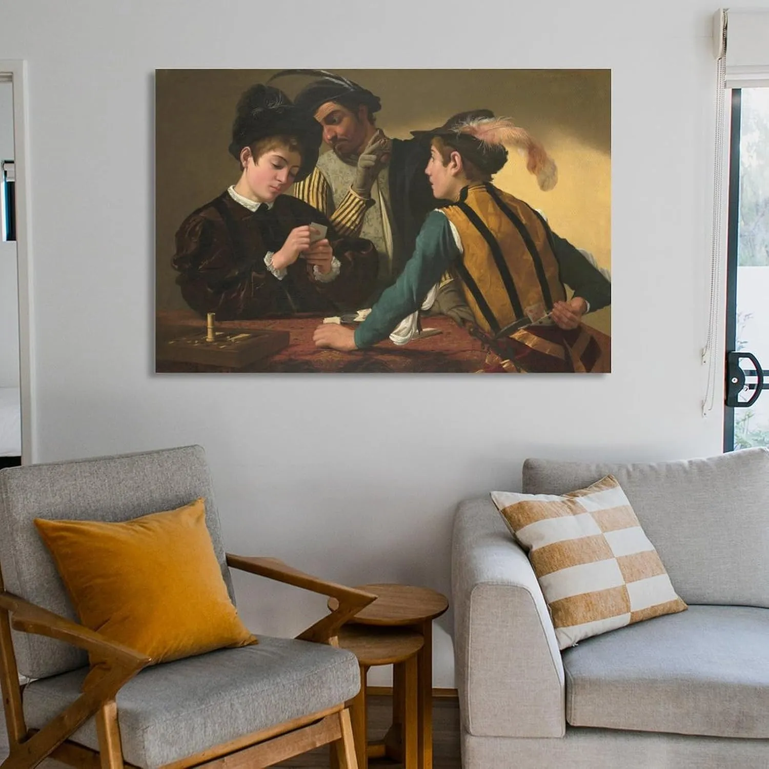 Cardsharps by Caravaggio Canvas Wall Art Posters Retro Artwork Picture Print Modern Family Bedroom Decor Fashion Aesthetic Hanging Painting 12x18inch(30x45cm)