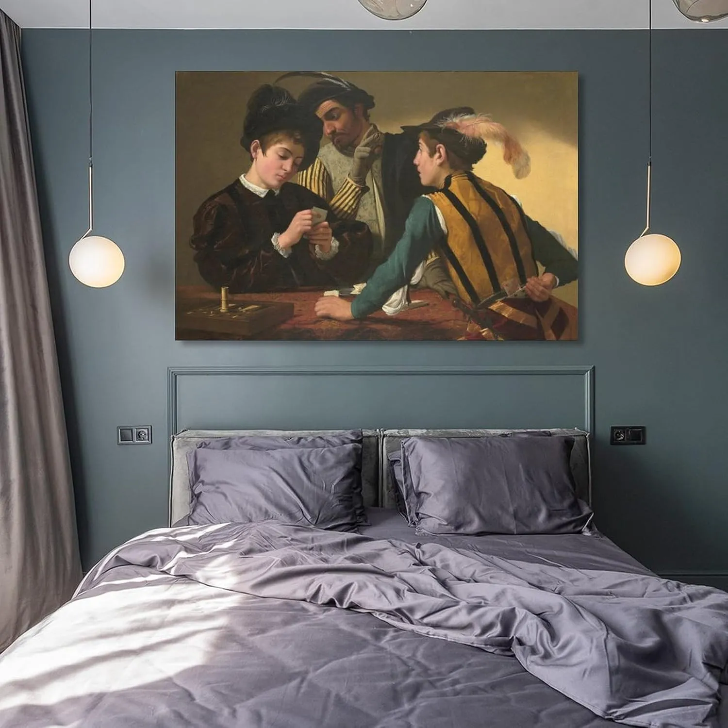 Cardsharps by Caravaggio Canvas Wall Art Posters Retro Artwork Picture Print Modern Family Bedroom Decor Fashion Aesthetic Hanging Painting 12x18inch(30x45cm)