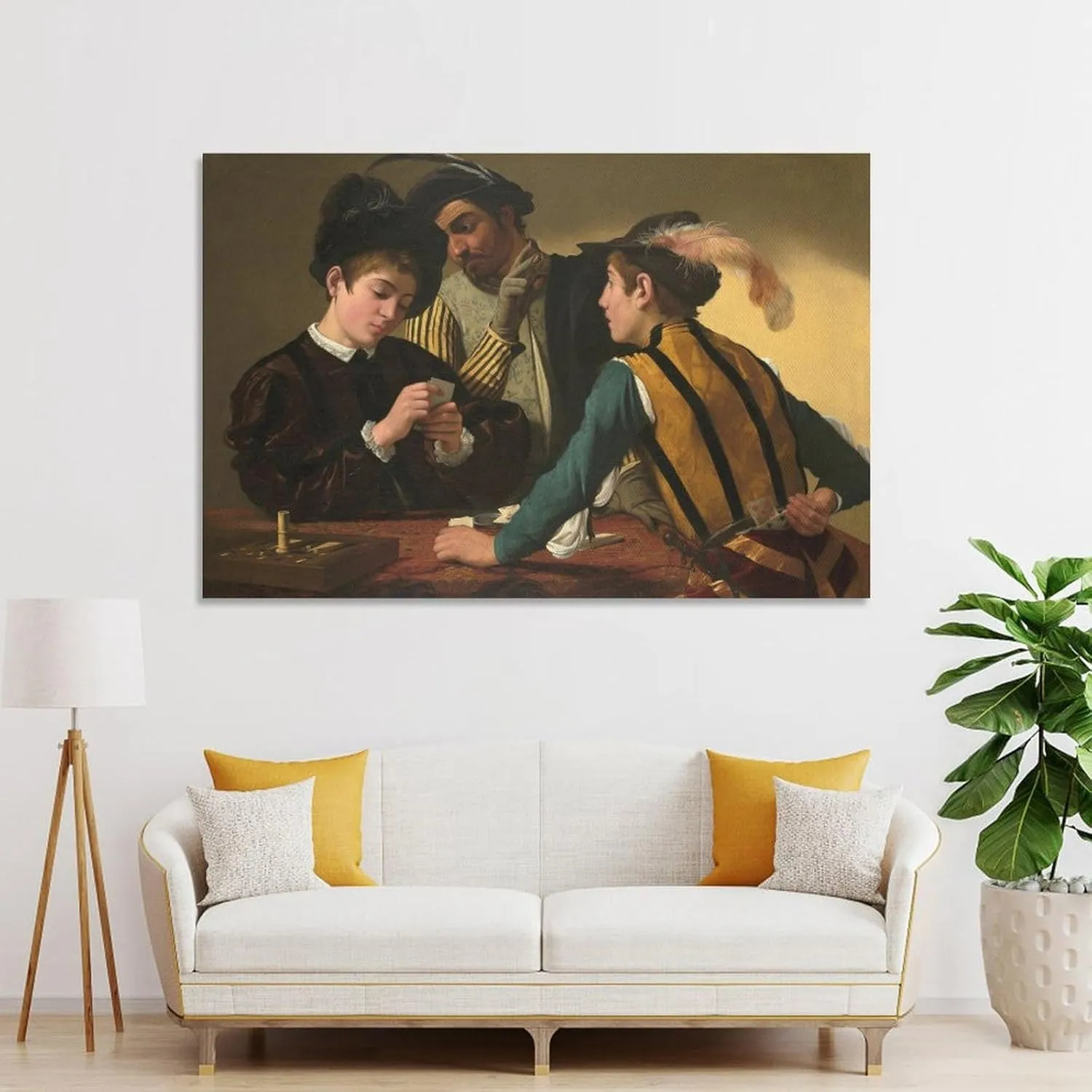 Cardsharps by Caravaggio Canvas Wall Art Posters Retro Artwork Picture Print Modern Family Bedroom Decor Fashion Aesthetic Hanging Painting 12x18inch(30x45cm)