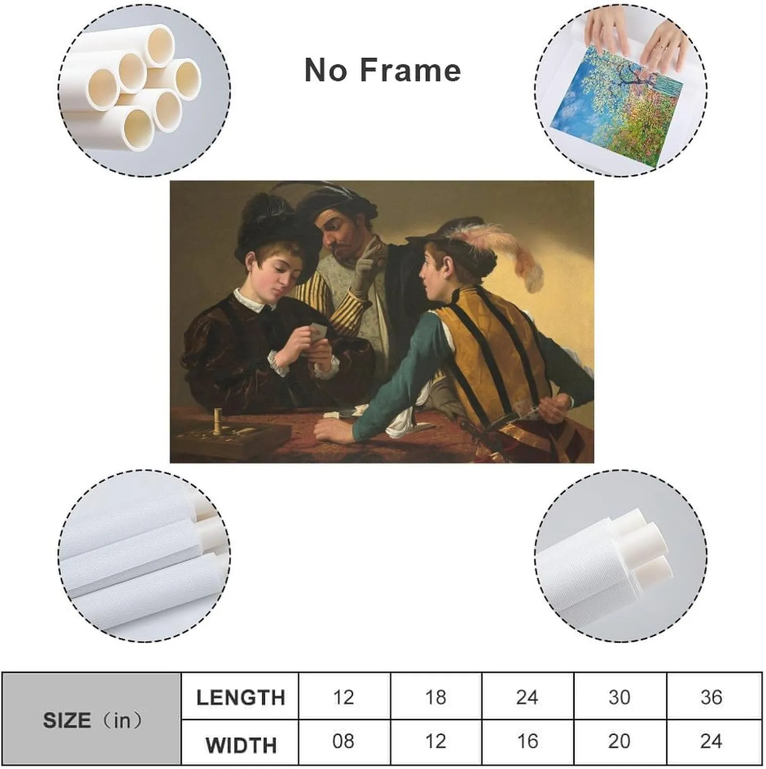 Cardsharps by Caravaggio Canvas Wall Art Posters Retro Artwork Picture Print Modern Family Bedroom Decor Fashion Aesthetic Hanging Painting 12x18inch(30x45cm)