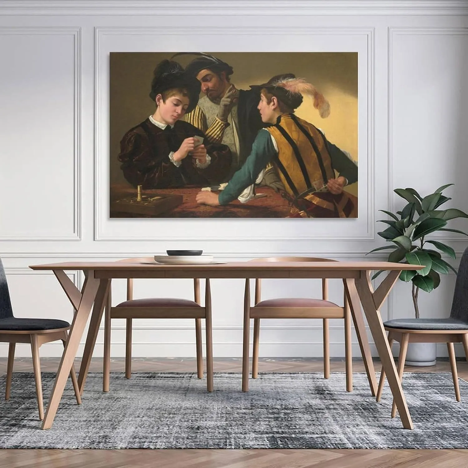 Cardsharps by Caravaggio Canvas Wall Art Posters Retro Artwork Picture Print Modern Family Bedroom Decor Fashion Aesthetic Hanging Painting 12x18inch(30x45cm)