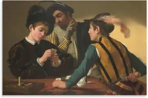 Cardsharps by Caravaggio Canvas Wall Art Posters Retro Artwork Picture Print Modern Family Bedroom Decor Fashion Aesthetic Hanging Painting 12x18inch(30x45cm)