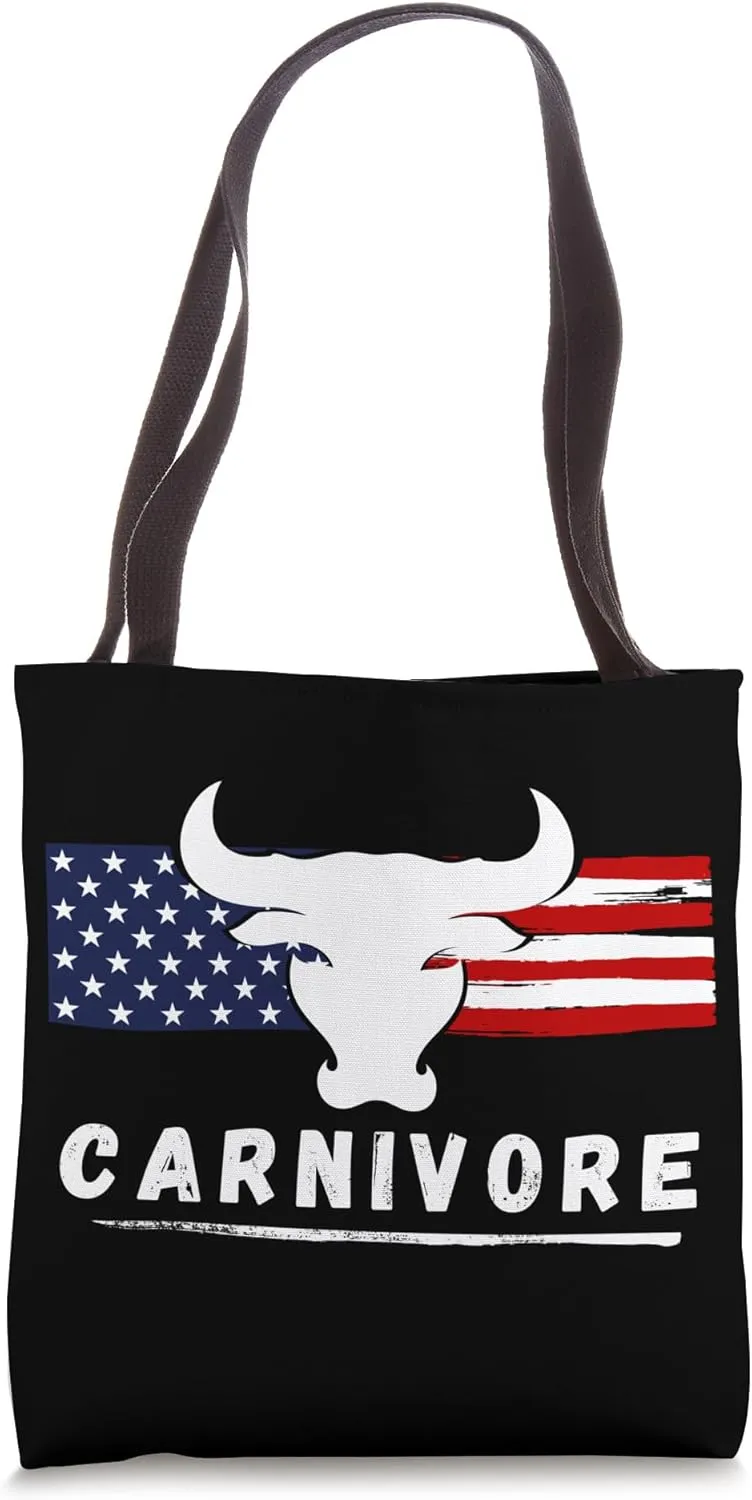 Carnivore - American Flag and Steer Tote Bag