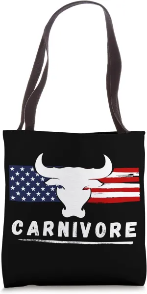 Carnivore - American Flag and Steer Tote Bag