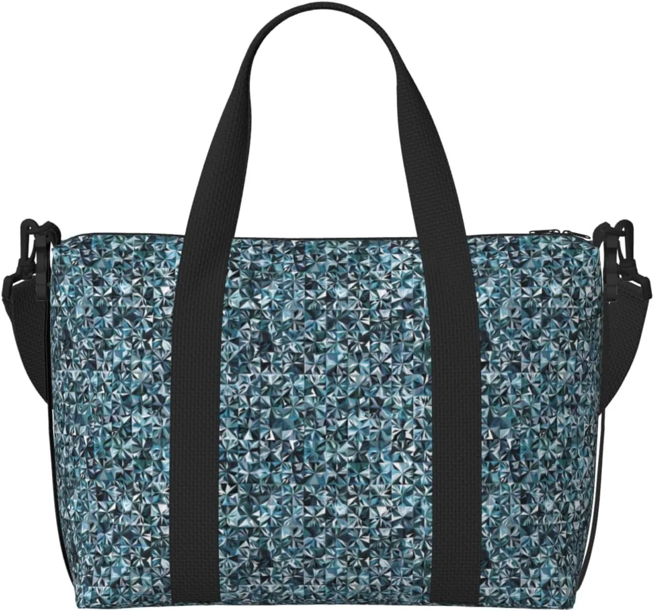 Carry On Duffle Bags Overnight Weekender Bags for Women, Bling sparkly gemstone blue print Personal Item Travel Bag, Travel Essentials Sport Gym Bag for Men Women