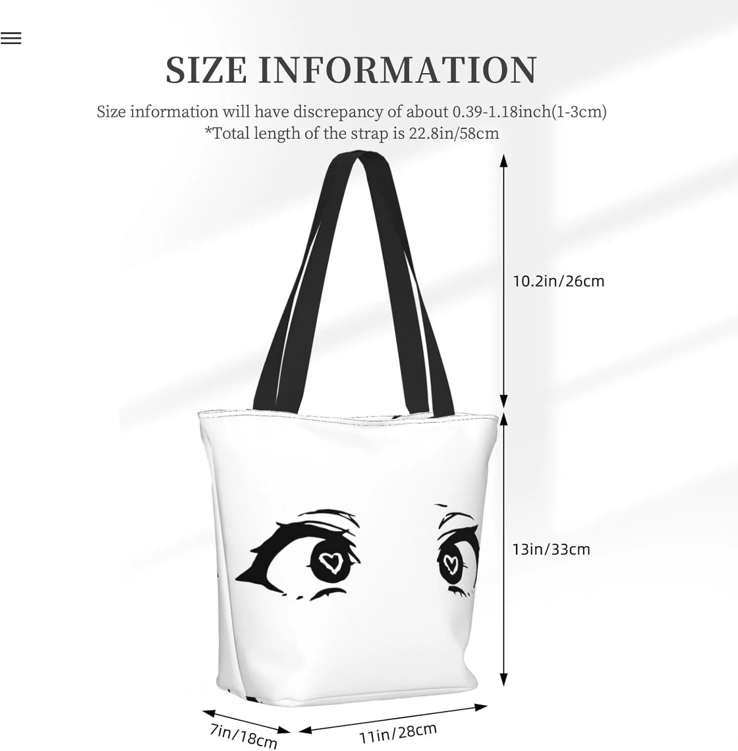 Cartoon Cute Hearts Eyes Tote Bag Women Reusable Shopping Bags Shoulder Bag Portable Storage HandBags