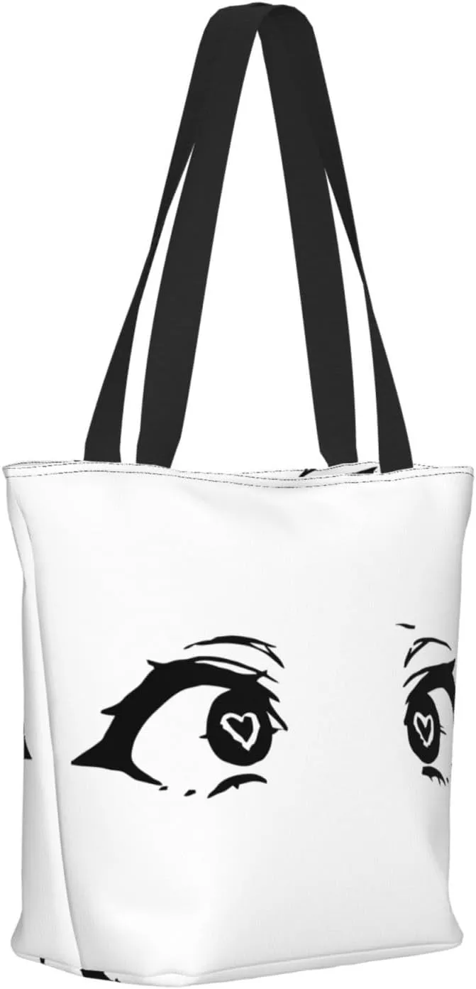 Cartoon Cute Hearts Eyes Tote Bag Women Reusable Shopping Bags Shoulder Bag Portable Storage HandBags
