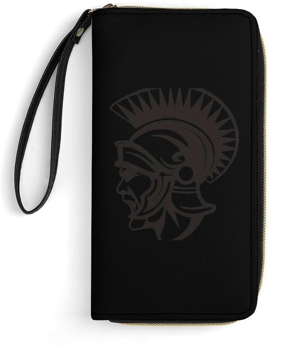 Cartoon Rome Army Fighter Women’s Wallet Zippered Long Clutch Purse Leather Handbag with Wristlet Strap