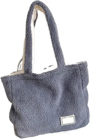Cashmere Fleece Handbag Women's Plush Shoulder Bags Two Side Available Designer Tote Bags Girls Ladies Shopper