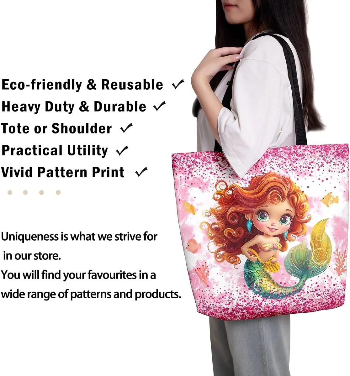Castle Fairy Painting Girl American Canvas Tote Bag for Adults