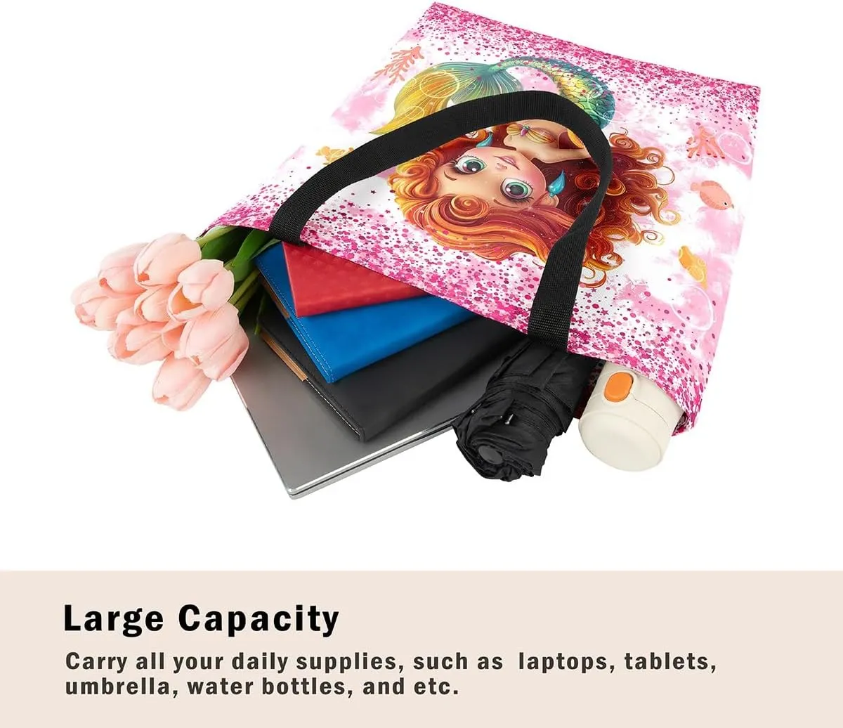 Castle Fairy Painting Girl American Canvas Tote Bag for Adults