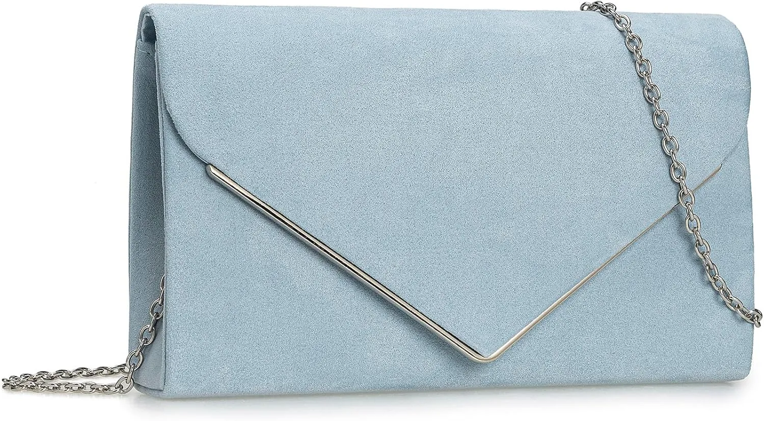 CHARMING TAILOR Faux Suede Clutch Bag Elegant Metal Binding Evening Purse for Wedding/Prom/Black-Tie Events