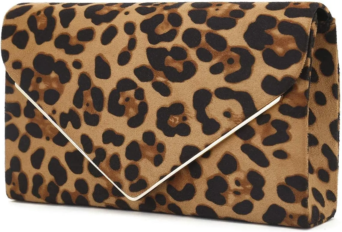 CHARMING TAILOR Faux Suede Clutch Bag Elegant Metal Binding Evening Purse for Wedding/Prom/Black-Tie Events