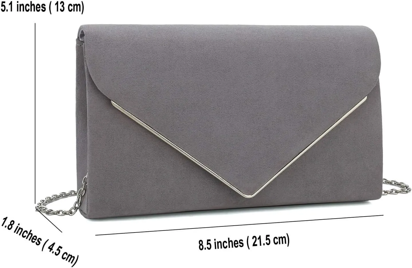 CHARMING TAILOR Faux Suede Clutch Bag Elegant Metal Binding Evening Purse for Wedding/Prom/Black-Tie Events