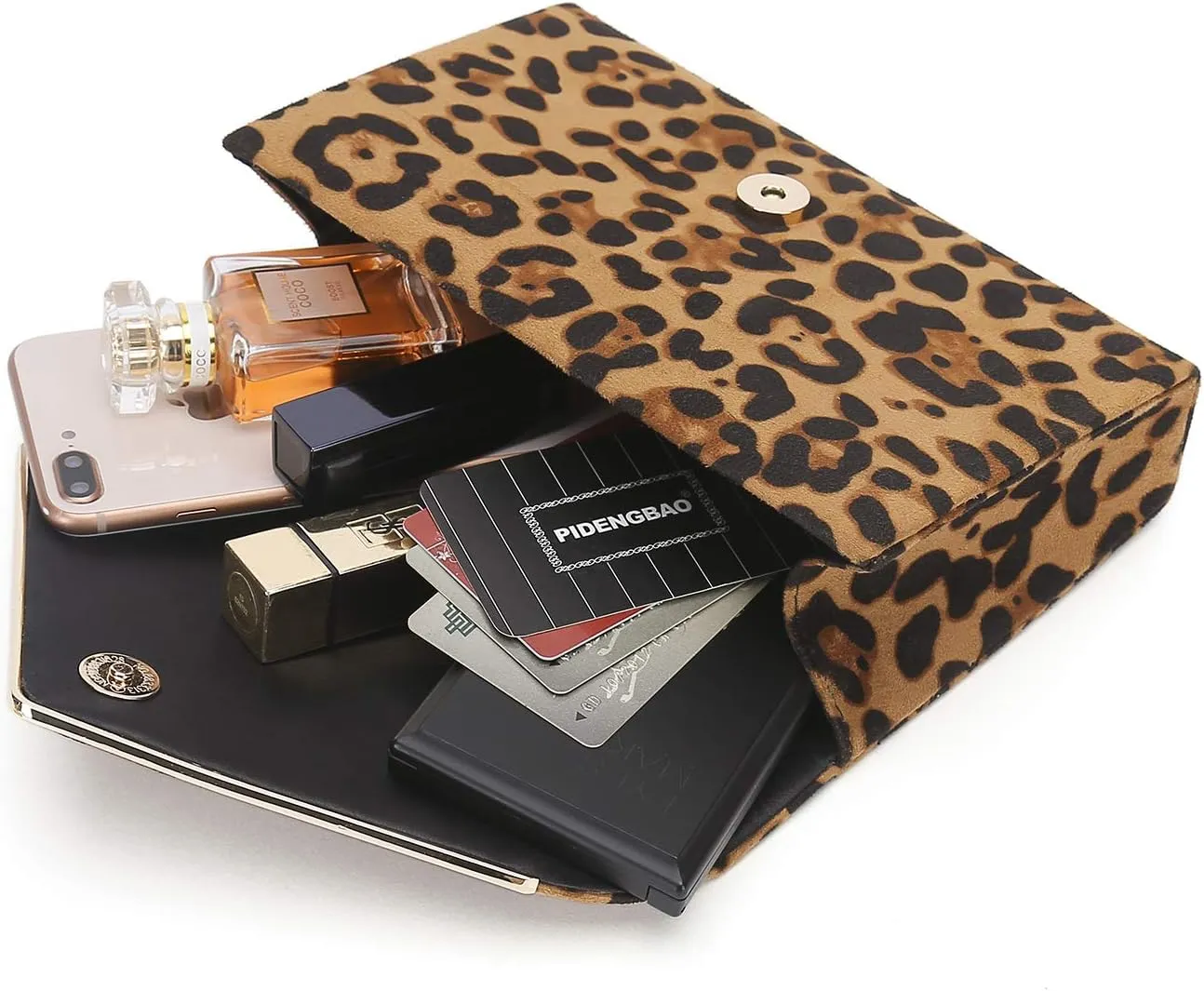 CHARMING TAILOR Faux Suede Clutch Bag Elegant Metal Binding Evening Purse for Wedding/Prom/Black-Tie Events