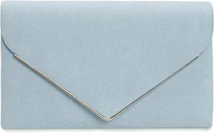CHARMING TAILOR Faux Suede Clutch Bag Elegant Metal Binding Evening Purse for Wedding/Prom/Black-Tie Events
