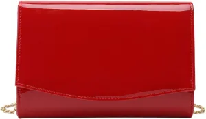 CHARMING TAILOR Patent Leather Flap Clutch Classic Elegant Evening Bag Chic Dress Purse