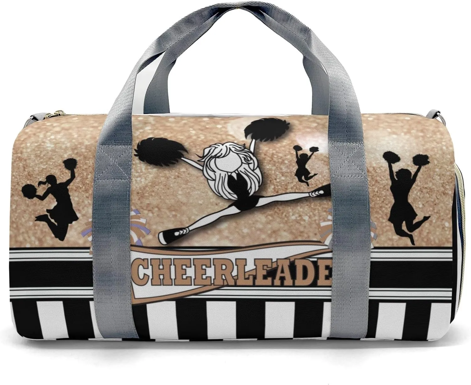 Cheerleader Girl Sparkly Rose Stripes Personalized Kids Duffel Swim Bag for Boys,Customized Swim Duffle Bag for Boys Man Kids Gifts