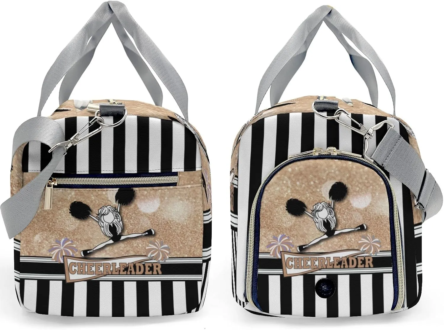 Cheerleader Girl Sparkly Rose Stripes Personalized Kids Duffel Swim Bag for Boys,Customized Swim Duffle Bag for Boys Man Kids Gifts