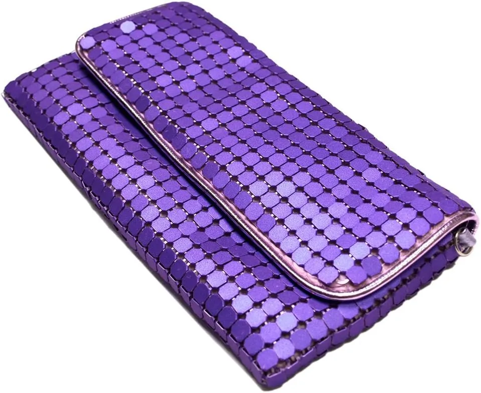 Chic Lightweight Metal Mesh Flap Clutch Evening Bag - Diff Colors Avail