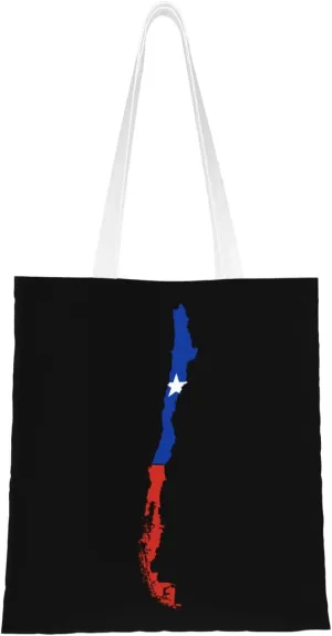 Chile Terrain Map Tote Bag for Women Canvas Shopping Bags Reusable Large Capacity Casual Shoulder Handbags Grocery Bags DIY Gift Bags
