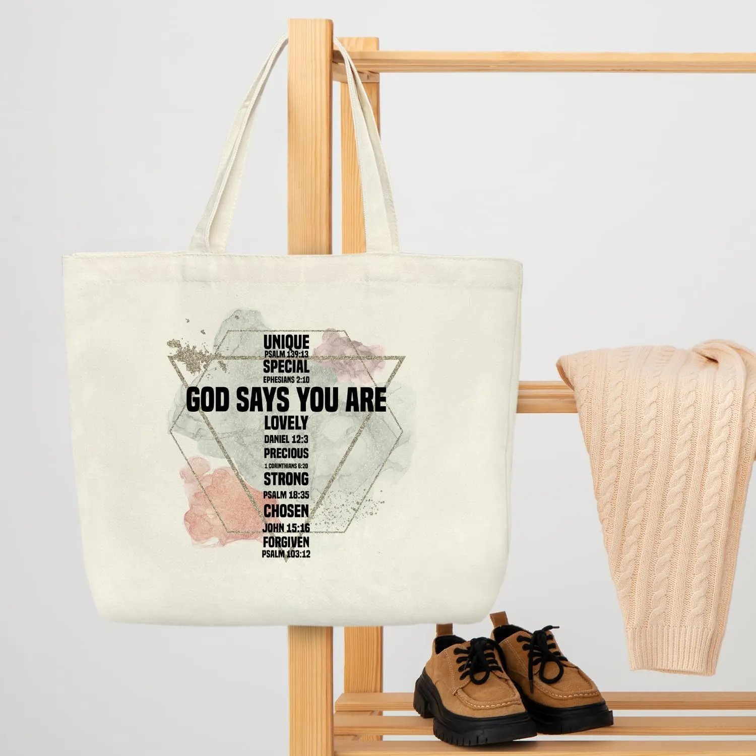 Christian Canvas Tote Bag for Women - Aesthetic Reusable Grocery Shopping Bag