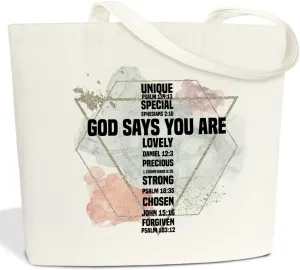 Christian Canvas Tote Bag for Women - Aesthetic Reusable Grocery Shopping Bag