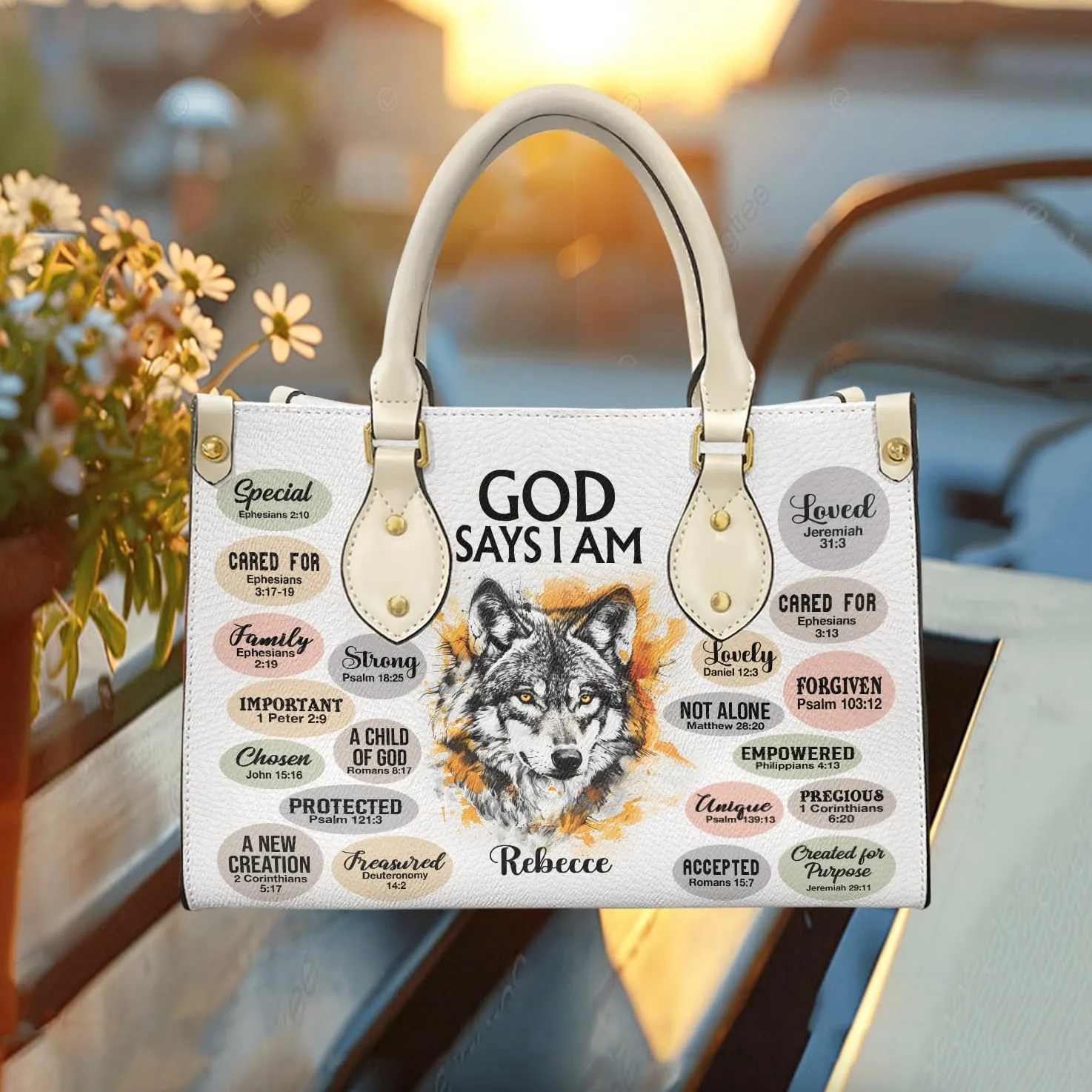 Christian Personalized Leather Handbag – Custom Name Women's Bag, Mother's Day, Birthday, Christmas Gift