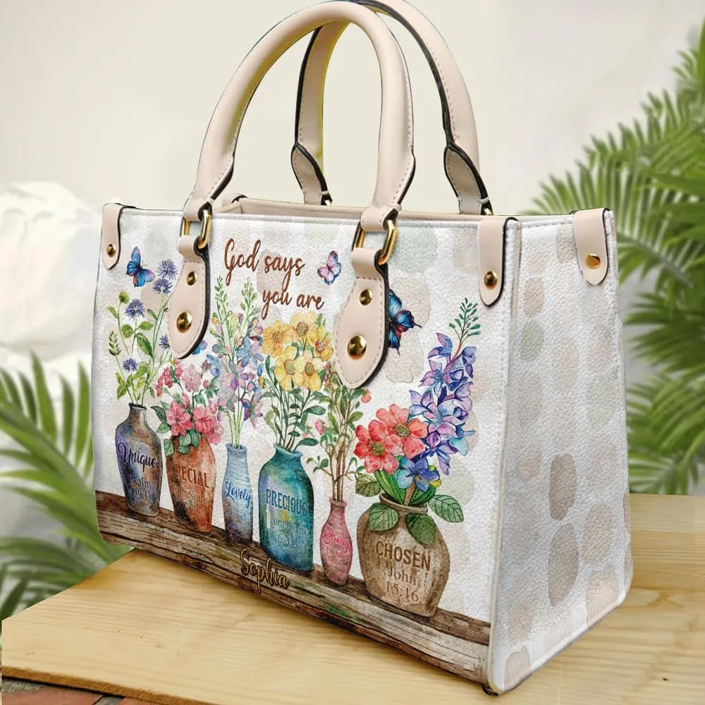 Christian Personalized Leather Handbag – Custom Name Women's Bag, Mother's Day, Birthday, Christmas Gift