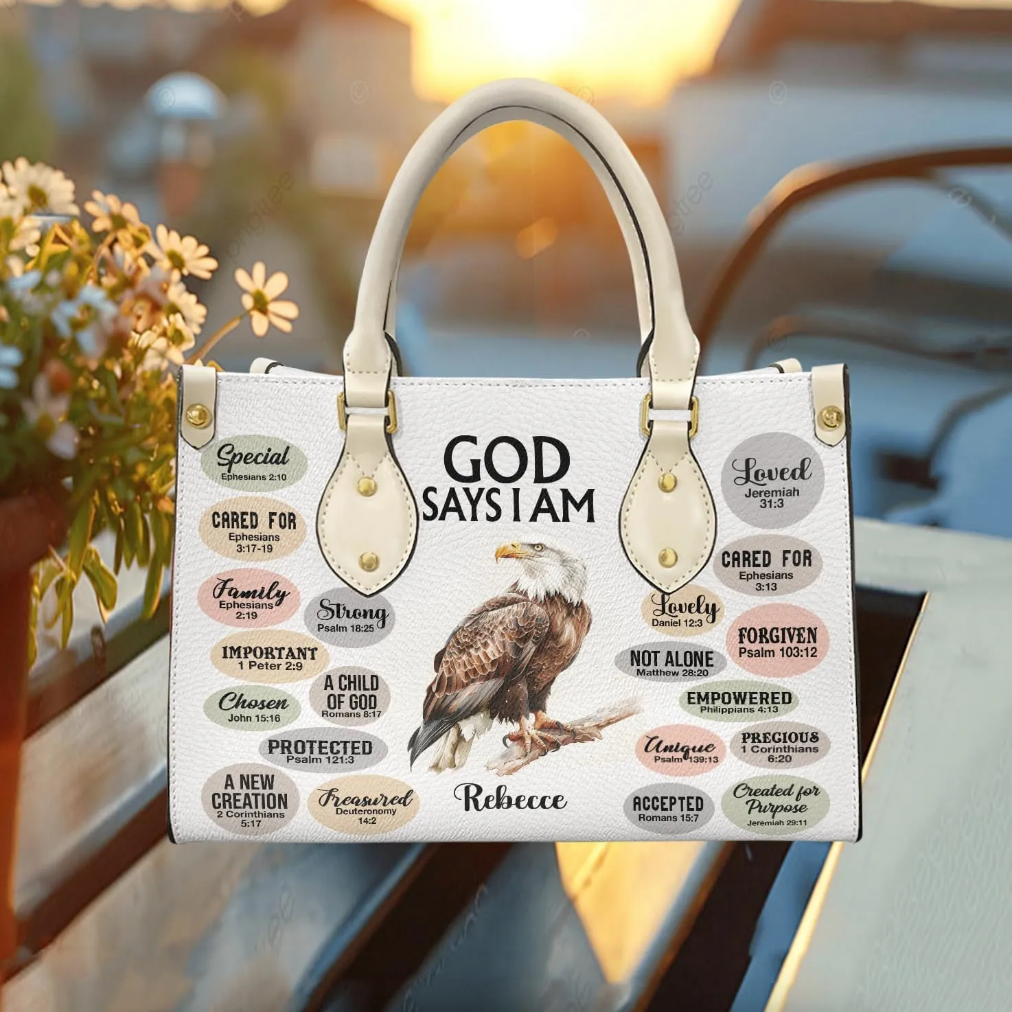 Christian Personalized Leather Handbag – Custom Name Women's Bag, Mother's Day, Birthday, Christmas Gift