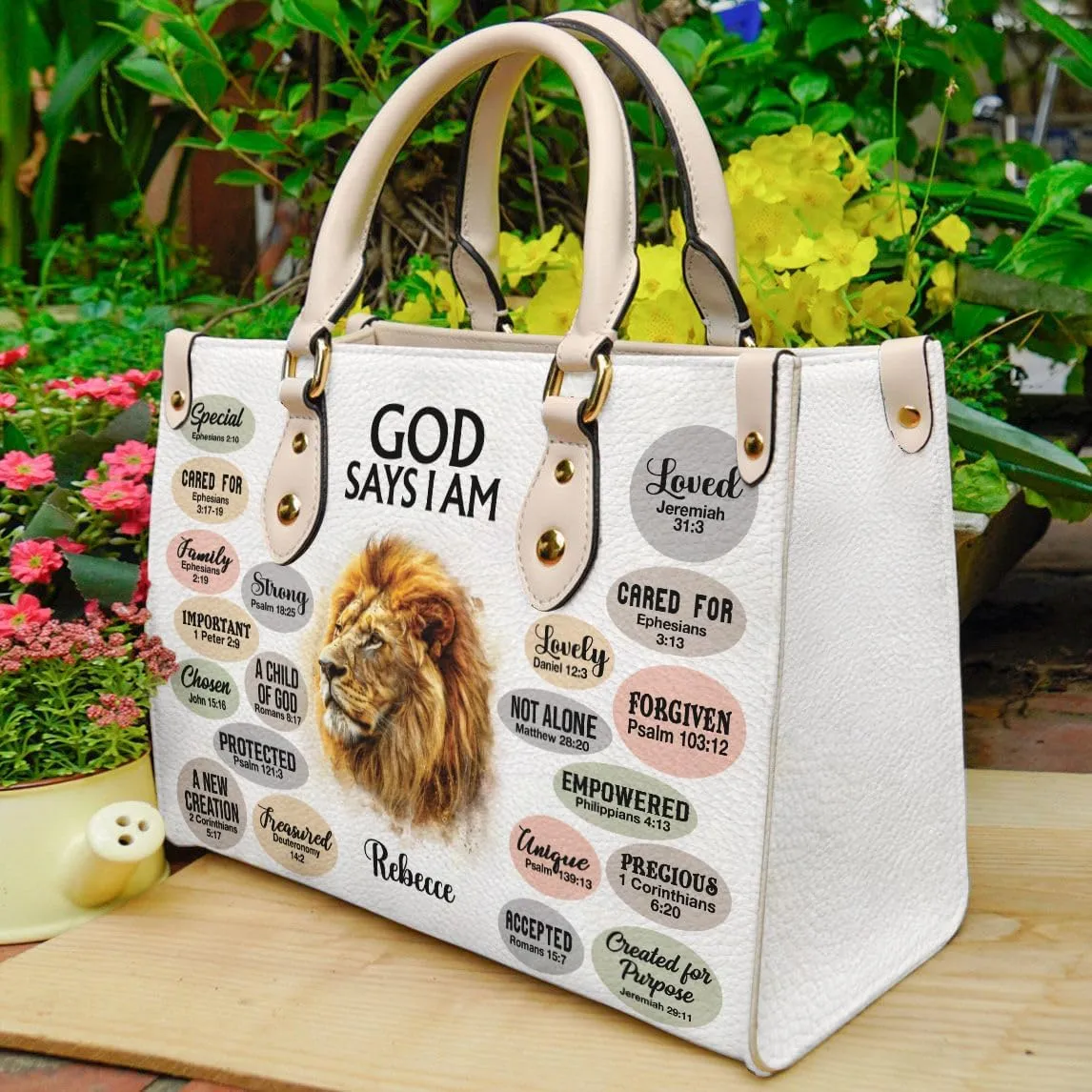 Christian Personalized Leather Handbag – Custom Name Women's Bag, Mother's Day, Birthday, Christmas Gift