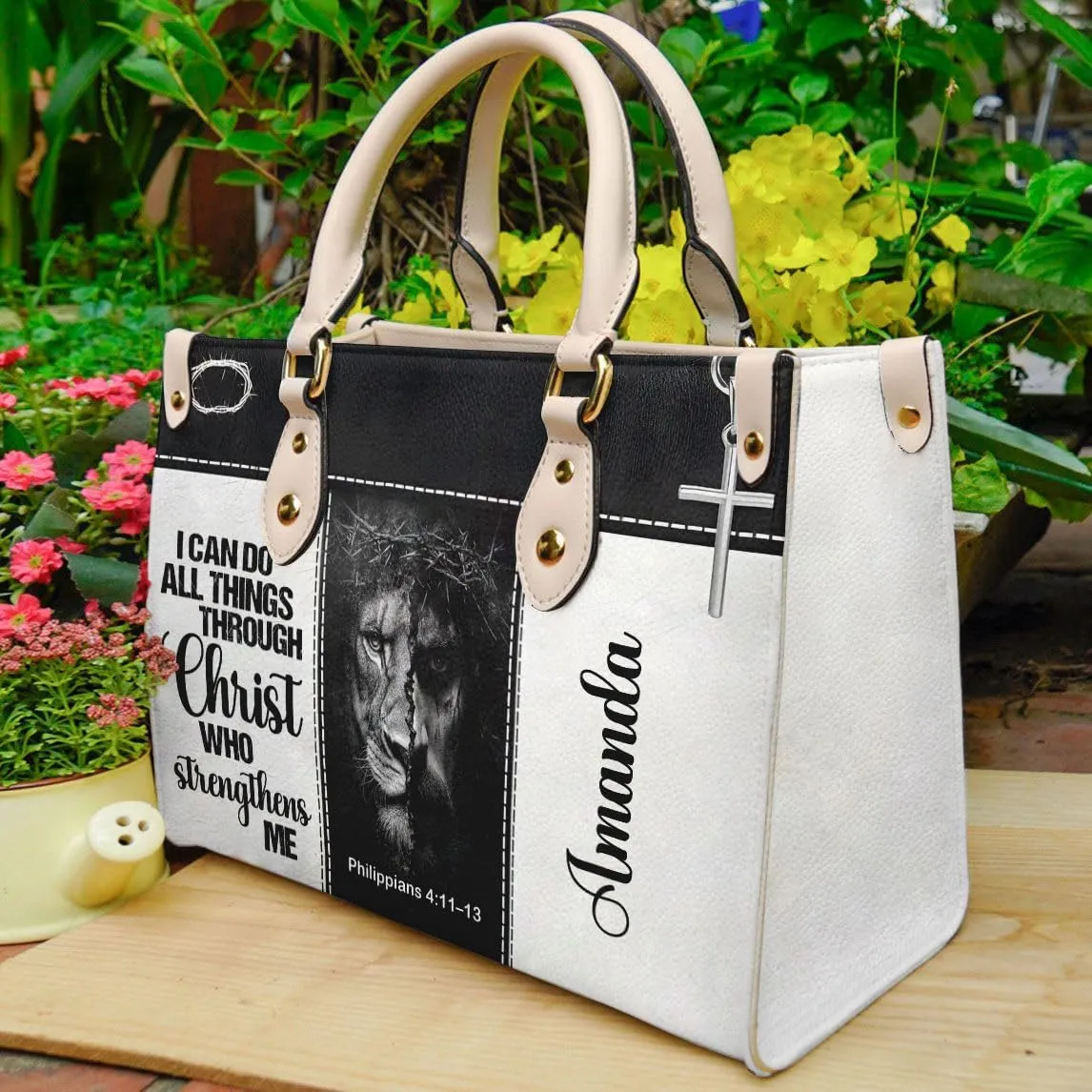 Christian Personalized Leather Handbag – Custom Name Women's Bag, Mother's Day, Birthday, Christmas Gift