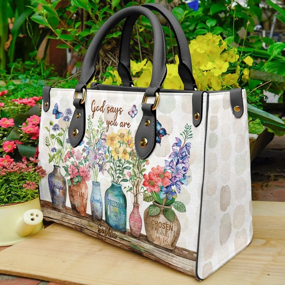 Christian Personalized Leather Handbag – Custom Name Women's Bag, Mother's Day, Birthday, Christmas Gift