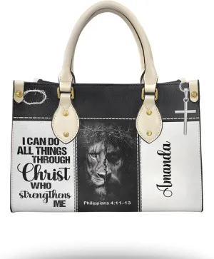 Christian Personalized Leather Handbag – Custom Name Women's Bag, Mother's Day, Birthday, Christmas Gift